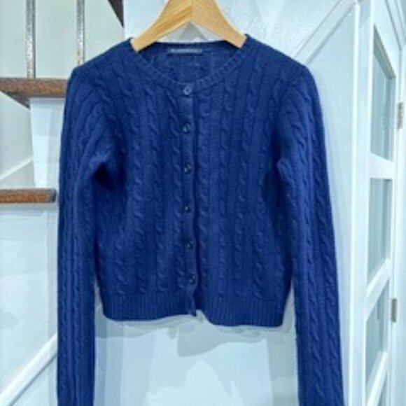 EUC Brandy Melville Wool Cable Knit Cardigan in Navy O/S - Picture 1 of 6